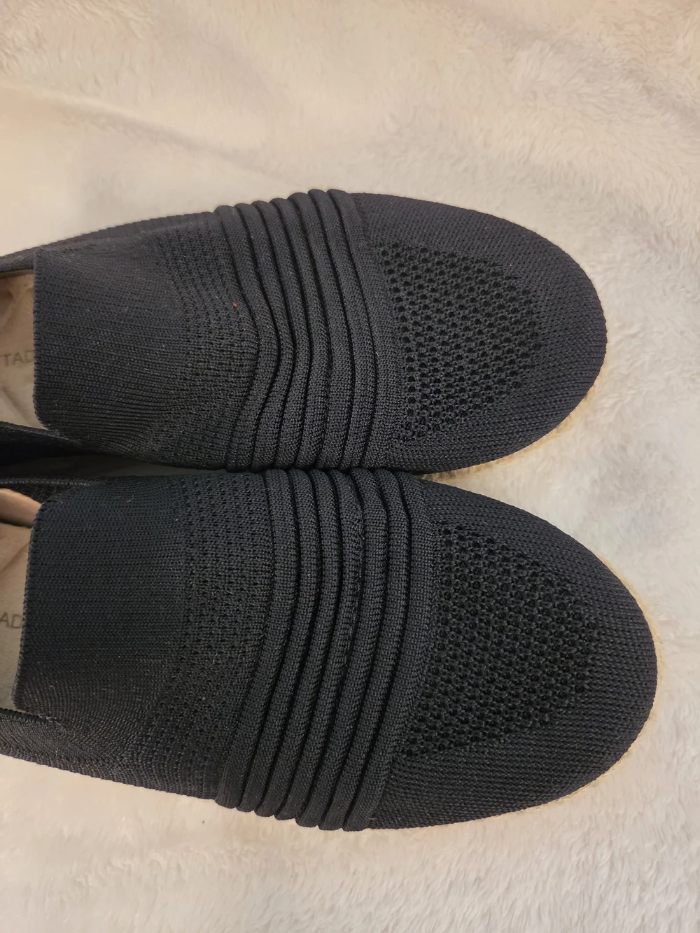 Adrienne Vittadini Black Slip-On Espadrille Platform Sneakers
